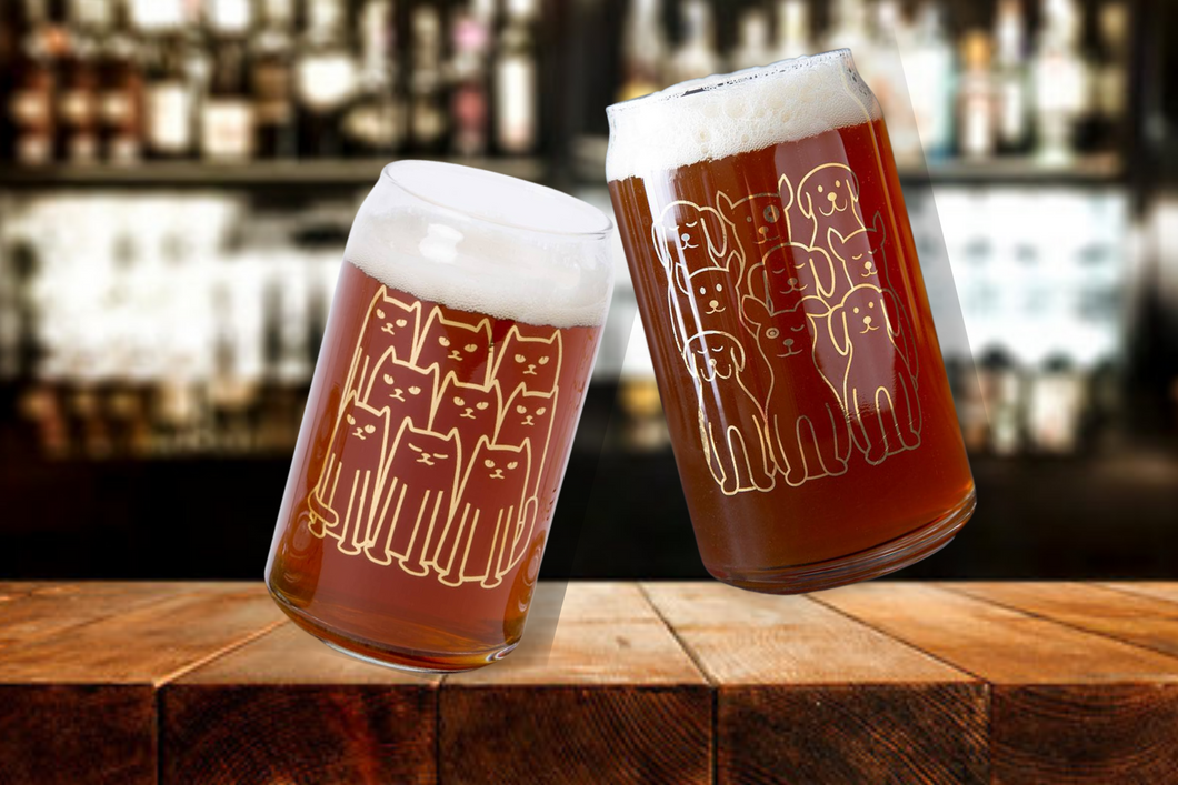 Play Nice Kitties and Pups Beer Glass Set