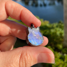 Load image into Gallery viewer, The Charlotte - Rainbow Moonstone Mini Cat Necklace