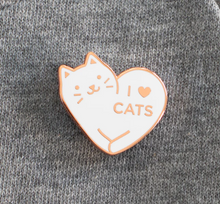 Load image into Gallery viewer, I Love Cats Pin White