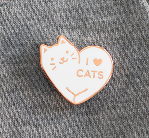 I Love Cats Pin White