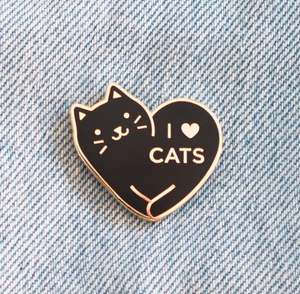 I Love Cats Pin Black