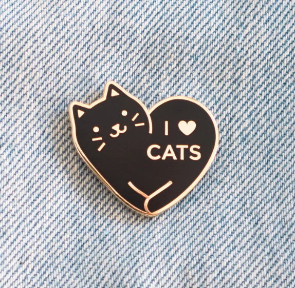I Love Cats Pin Black