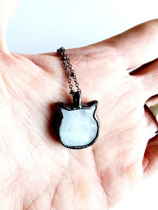 The Charlotte - Rainbow Moonstone Mini Cat Necklace