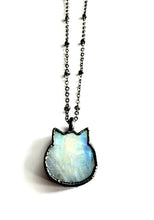 Load image into Gallery viewer, The Charlotte - Rainbow Moonstone Mini Cat Necklace