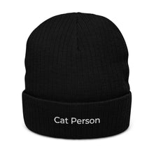 Load image into Gallery viewer, Cat Person Recycled Cuffed Beanie